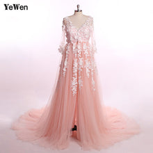 Load image into Gallery viewer, 2M Train Pink Maternity Dress Pregnancy Photo Props Shoot Pregnant Women Lady Elegant Vestidos Lace Party Formal Evening Dress