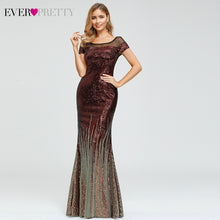 Load image into Gallery viewer, Custom Luxury Evening Dresses Ever Pretty EP00884 Cap Sleeve Striped Sequined Sexy Arabic Mermaid Party Gowns Dluga Sukienka
