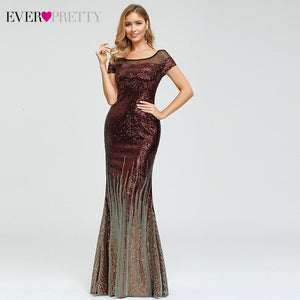 Custom Luxury Evening Dresses Ever Pretty EP00884 Cap Sleeve Striped Sequined Sexy Arabic Mermaid Party Gowns Dluga Sukienka